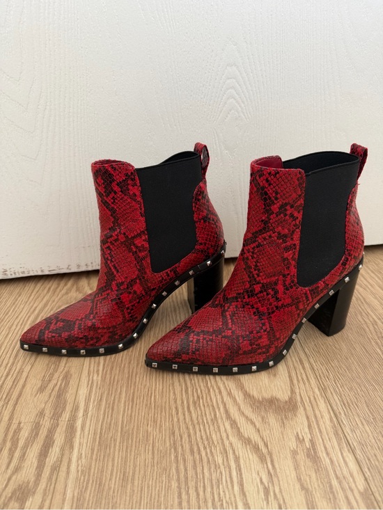 Charles By Charles David Shoes - Red Snake-Print Block Heel Booties